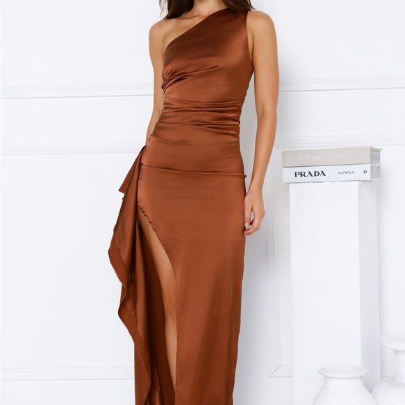 Elegant Brown Wedding Guest Dress (NWT) - Picture 1 of 3
